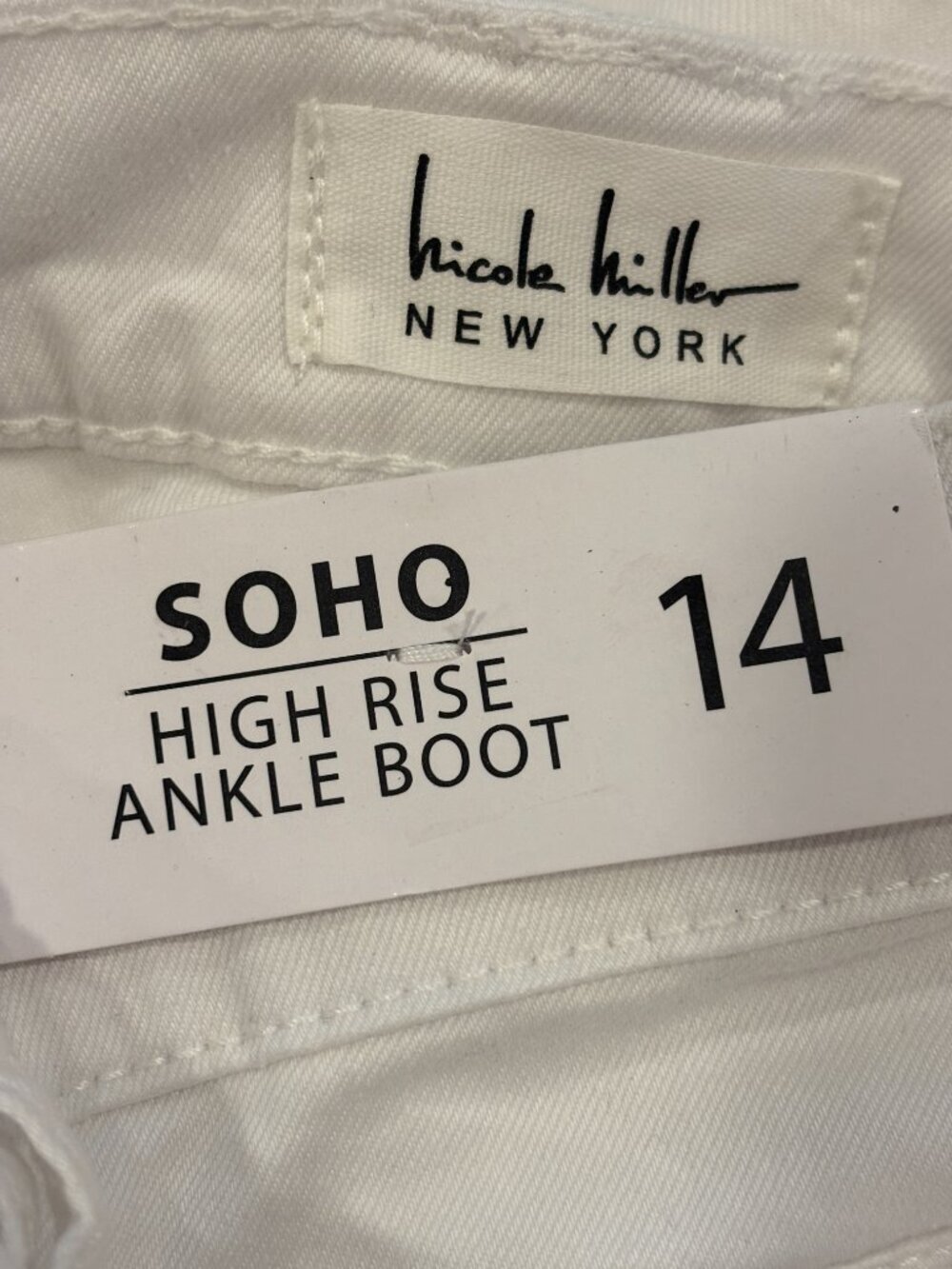 Nicole Miller New York Soho High Rise White Ankle Boot Jean NWT 14 - Picture 4 of 5